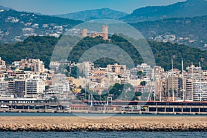 Coast of Palma de Mallorca and Bellver Castle. Palma de Mallorca. Balearics. Spain. July 12, 2021