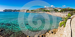 Coast panorama view of Paguera beach on Majorca island, Spain photo