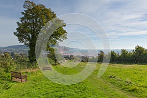 Coast path to Sidmouth Devon England uk popular tourist town in an area of Outstanding Natural Beauty