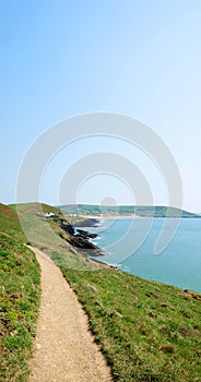 Coast pathway and clear sky North Devon in the UK