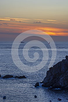 Coast with Phare de la Vieille near Pointe du Raz, Brittany, France