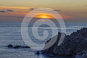 Coast with Phare de la Vieille near Pointe du Raz, Brittany, France