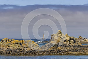 Coast with Phare du Four near Argenton in Brittany, France