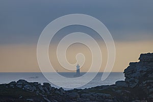 Coast with Phare du Four near Argenton in Brittany, France