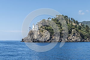 The coast of Portofino with the lighthouse