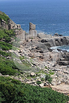 Coast, promontory, sea, sky, archaeological, site, rock, cliff, terrain, cape, escarpment, ancient, history, ruins, klippe, geolog