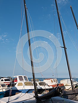 At the coast with sailing boats photo