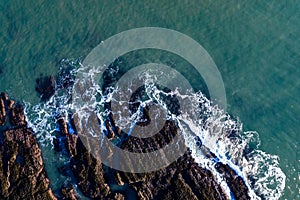 Coast of Scotland near Dunnottar Castle. View from above