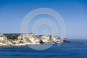 Coast and sea at Bonifacio with a blue sky, Corsica