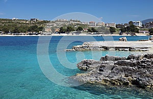 Coast of the sea with uncrowded beaches at Saranda, Albania