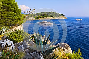 Coast and ship at Makarska, Croatia