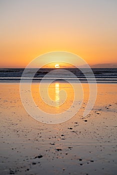 Coast of Sidi Kaouki, Morocco, Africa. Sunset time. morocco`s wonderfully surf town