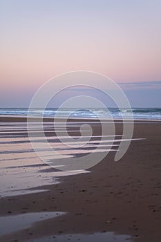 Coast of Sidi Kaouki, Morocco, Africa. Sunset time. morocco`s wonderfully surf town