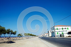 Coast street on Samos in Greece