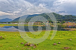 The coast of the Teletskoye Lake, the village Iogach