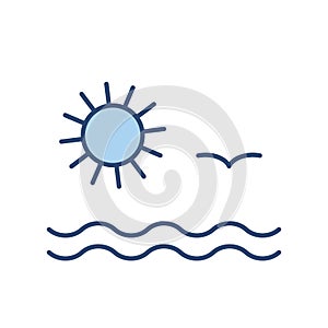 Coast thin line icon. Color blue