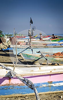 Traditional fishing boats on dili beach in east timor leste