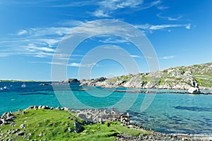 Coast turquoise water hebrides Scotland photo