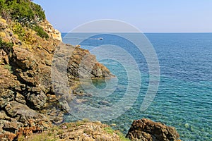 The coast of the Tyrrhenian Sea, Marciana Marina on Elba Island