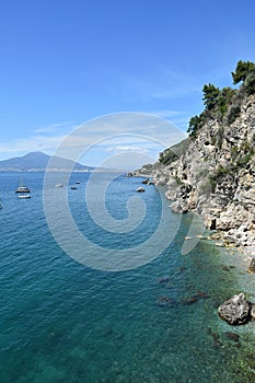 The coast of Vico Equense, a town in the province of Naples, Italy.