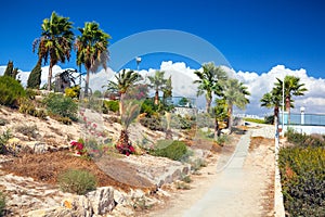 Coast view near Kalymnos Beach in Cyprus.