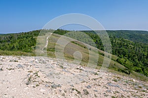 Coast of the Volga River near the town of Zhigulevsk. Zhiguli mountains. Samarskaya Luka