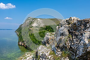 Coast of the Volga River near the town of Zhigulevsk. Zhiguli mountains. Samarskaya Luka