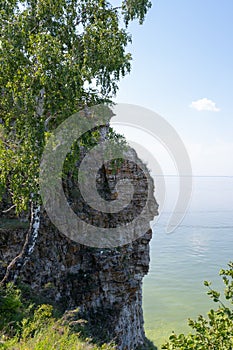 Coast of the Volga River near the town of Zhigulevsk. Zhiguli mountains. Samarskaya Luka