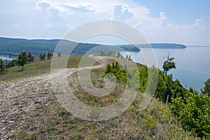 Coast of the Volga River near the town of Zhigulevsk. Zhiguli mountains. Samarskaya Luka.