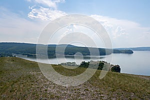 Coast of the Volga River near the town of Zhigulevsk. Zhiguli mountains. Samarskaya Luka.