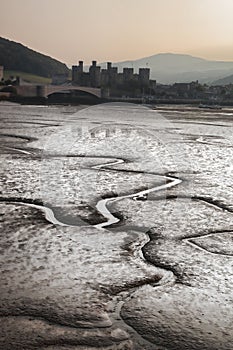 Coast of Wales with Conwy castle in United Kingdom