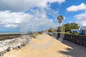 Coast walk path in Corralejo on Fuerteventura