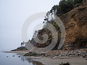 Coast of Washington State or Oregon with cliffs and the Pacific Ocean. Nature