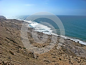 The coast of Western Sahara washed by the Atlantic Ocean