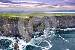 Coastal aerial view at Cliffs of Moher in Doolin County Clare Ireland Wild Atlantic Way seen from above