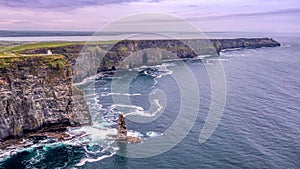 Coastal aerial view at Cliffs of Moher in Doolin County Clare Ireland Wild Atlantic Way seen from above