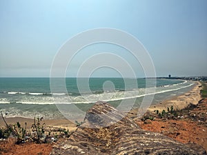 Coastal Area view from Rock of Bay Of bengal ,Visakhapatnam