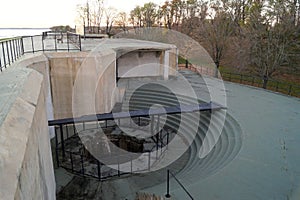 Coastal artillery disappearing gun emplacement of the Battery Arnold at Fort Mott, Pennsville Township, NJ, USA