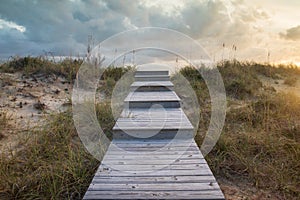 Coastal Background Boardwalk Through Dunes NC