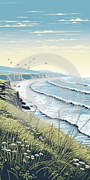 Coastal Beach Artwork Inspired By English Countryside Scenes