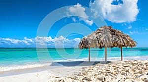 Coastal Charm A charming Tiki Hut with a straw roof is the perfect setting for this beachy backdrop complete with a