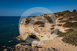 Coastal cliffs and beaches along the Percurso dos Sete Vales trail, Algarve, Portugal photo