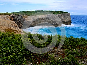 Coastal cliffs in north of Grande Terre near porte d\'enfer, Anse Bertrand, Guadeloupe