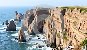 Coastal cliffs and ocean view, capturing dramatic seascape and natural coastal beauty Generative AI photo