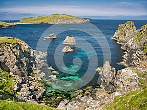 Coastal cliffs and scenery at Fethaland on the north coast of Northmavine, Shetland, Scotland, UK