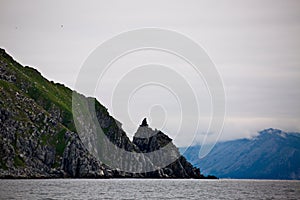 The coastal cliffs of the Sea of Okhotsk.