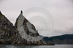 The coastal cliffs of the Sea of Okhotsk.