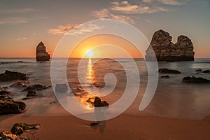 Coastal dream. Beach scene. Praia do camillo near ponta da piedade algarve portugal