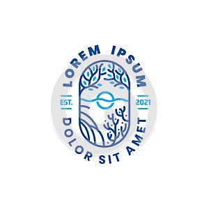 Coastal Ecosystem Mangrove and Coral Logo emblem design