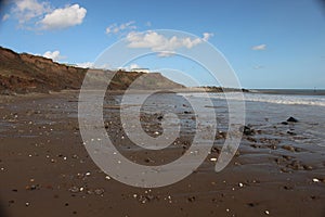 Coastal erosion south of Hornsea, Yorkshire, England